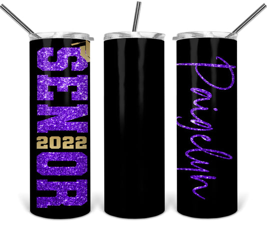 Senior School  2020 - 20 oz or 30oz Skinny Tumblers w/ Lid and Metal Straw