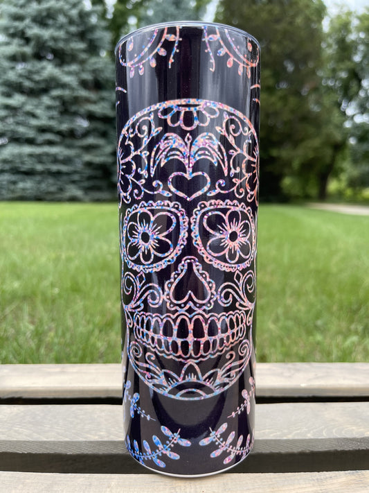 Colored Skull  Sale - 20 oz Skinny Tumblers w/ Lid and Metal Straw