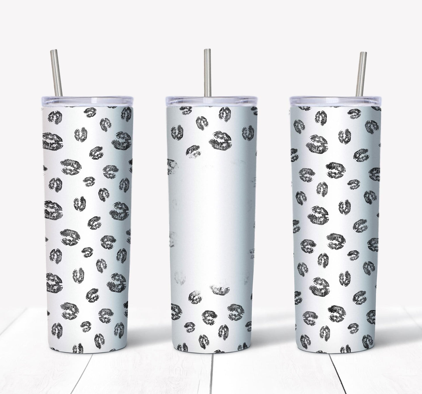 Black Kisses Picture- 20oz or 30oz Skinny Tumblers w/ Lid and Metal Straw