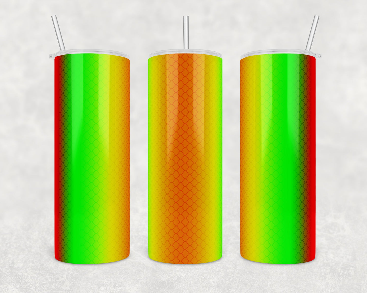 Green and Orange Plain-20 oz or 30oz Skinny Tumblers w/ Lid and Metal Straw