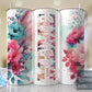 Meme Split Hot Pink Floral Full Wrap -20oz or 30oz Skinny Tumblers w/ Lid and Metal Straw
