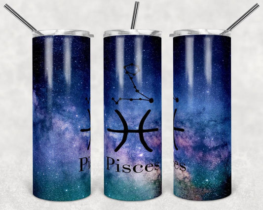 Pisces  Zodiac - 20oz or 30oz Skinny Tumblers w/ Lid and Metal Straw