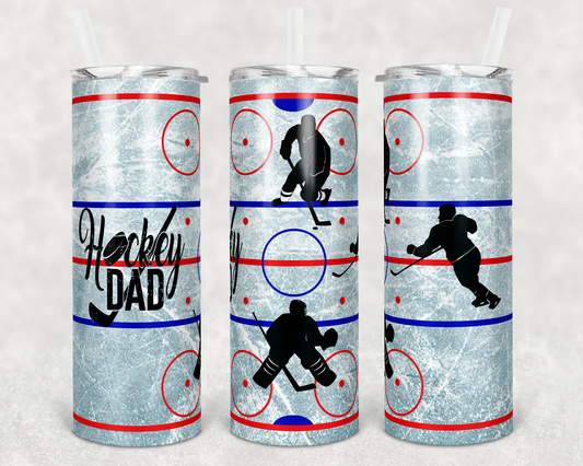 Hockey Dad - 20oz or 30oz Skinny Tumblers w/ Lid and Metal Straw