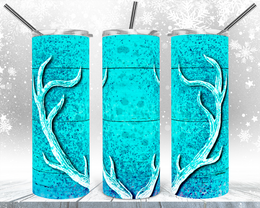 Blue Antlers- 20oz or 30oz Skinny Tumblers w/ Lid and Metal Straw