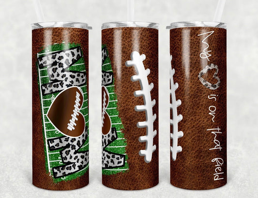 Football Mom Funky- 20oz or 30oz Skinny Tumblers w/ Lid and Metal Straw