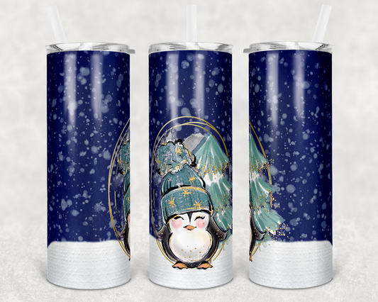 Penguin Animal - 20 or 30oz Skinny Tumblers w/ Lid and Metal Straw