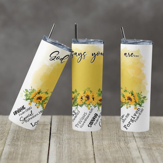 Yellow God Said - 20 oz or 30oz Skinny Tumblers w/ Lid and Metal Straw