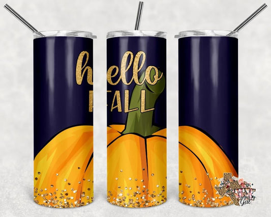 Happy Fall- 20 oz or 30oz Skinny Tumblers w/ Lid and Metal Straw