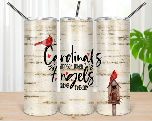 Cardinal Angel- 20oz or 30oz Skinny Tumblers w/ Lid and Metal Straw