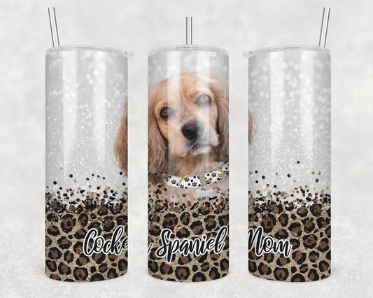 Cocker spaniel Mom- 20 oz or 30oz Skinny Tumblers w/ Lid and Metal Straw