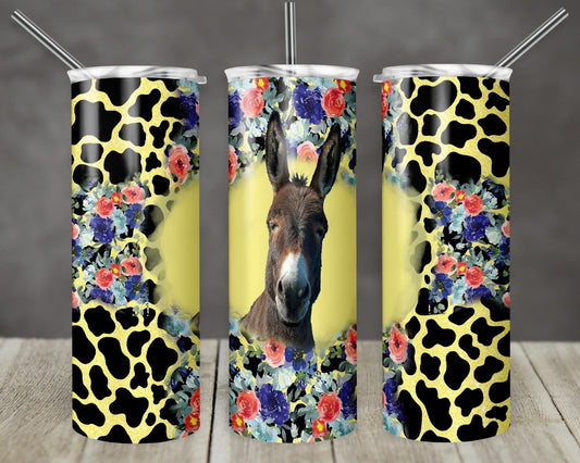Donkey Floral  - 20oz or 30oz Skinny Tumblers w/ Lid and Metal Straw