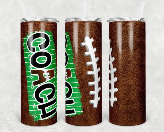 Football Coach - 20oz or 30oz Skinny Tumblers w/ Lid and Metal Straw
