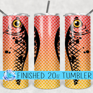 Orange Fishing Lure -20 oz Skinny Tumblers w/ Lid and Metal Straw '