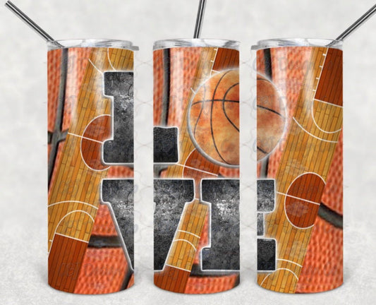 Love Basketball - 20oz or 30oz Skinny Tumblers w/ Lid and Metal Straw