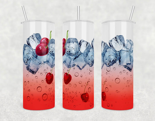 Iced Cherry Drink- 20 oz or 30oz Skinny Tumblers w/ Lid and Metal Straw