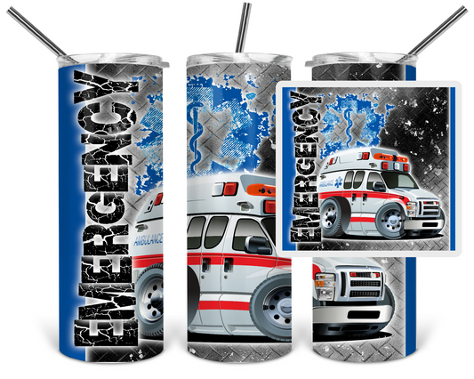 EMS - 20oz or 30oz Skinny Tumblers w/ Lid and Metal Straw