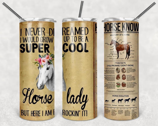 Horse Lady - 20oz or 30oz Skinny Tumblers w/ Lid and Metal Straw