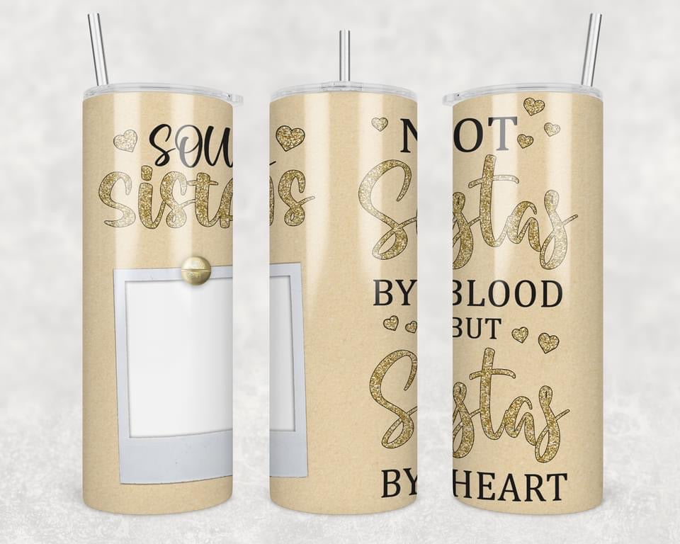 Sisters by heart- 20 oz or 30oz Skinny Tumblers w/ Lid and Metal Straw