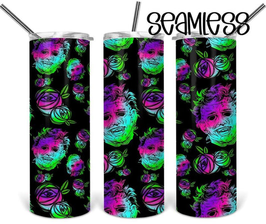 Glow in the Dark Scary - 20oz or 30oz Skinny Tumblers w/ Lid and Metal Straw