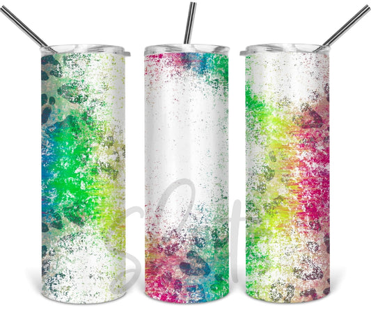Cheetah Rainbow -20 oz or 30oz Skinny Tumblers w/ Lid and Metal Straw