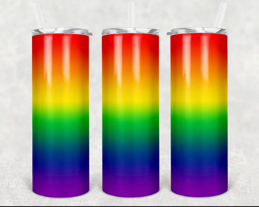 Ombré Rainbow- 20oz or 30oz Skinny Tumblers w/ Lid and Metal Straw