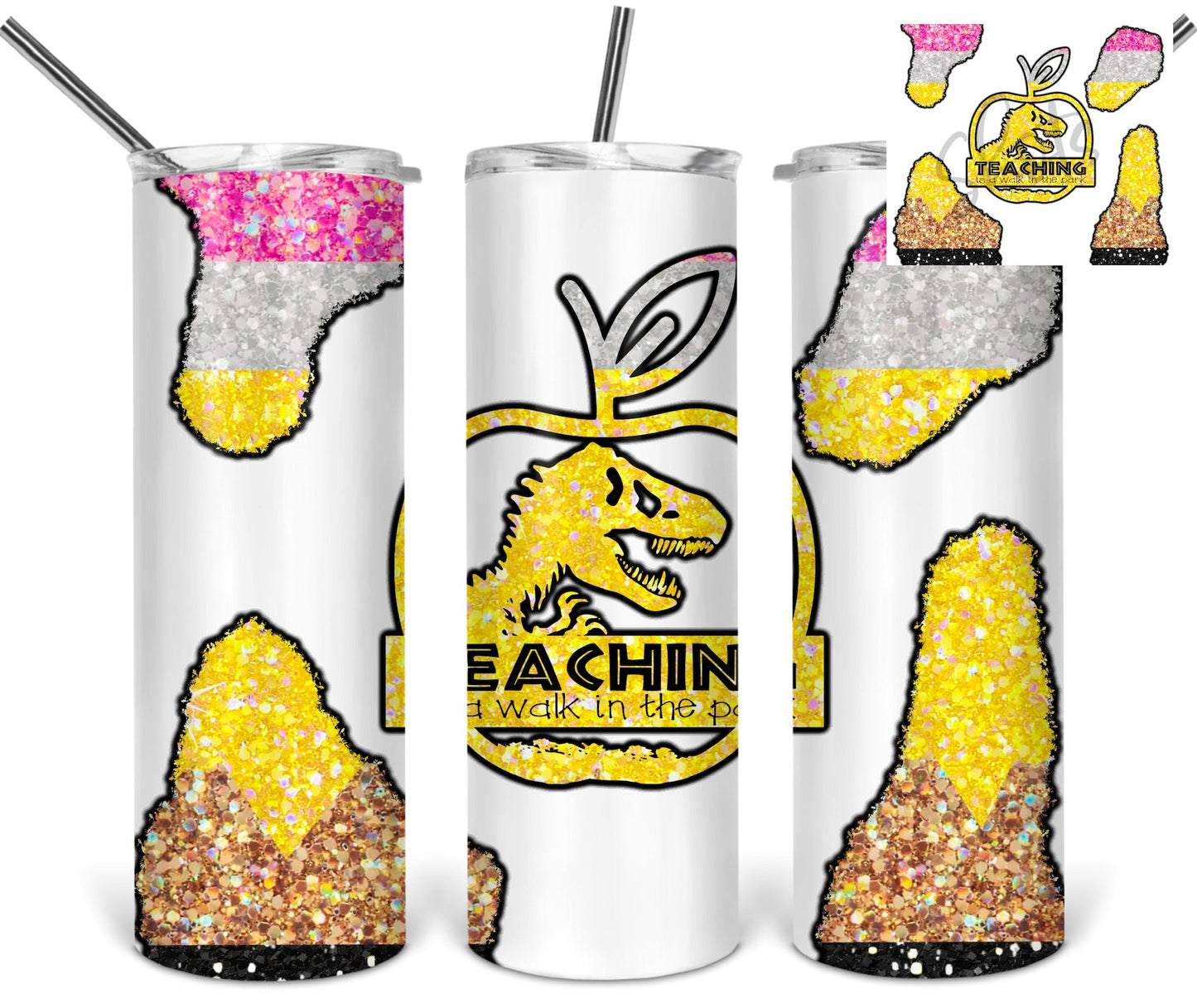 Teaching is A Walk In The Park - 20oz or 30oz as Skinny Tumblers w/ Lid and Metal Straw
