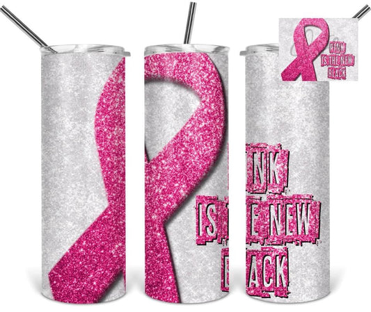 Breast Cancer- 20 oz Skinny Tumblers w/ Lid and Metal Straw