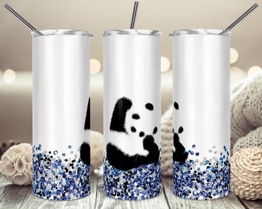 Panda Animal-20 oz or 30oz Skinny Tumblers w/ Lid and Metal Straw