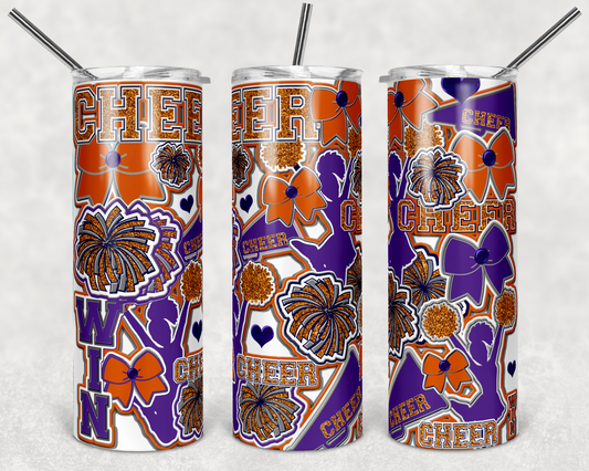 Cheer,Cheerleading , Sport - 20oz or 30oz Skinny Tumblers w/ Lid and Metal Straw