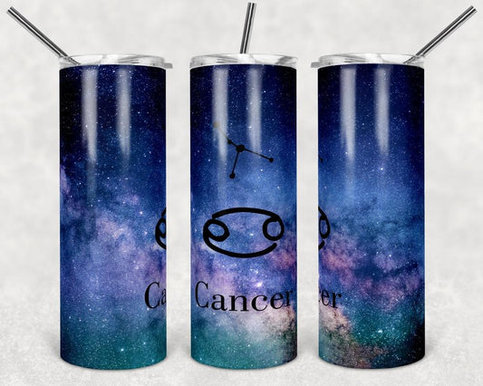 Cancer Zodiac - 20oz or 30oz Skinny Tumblers w/ Lid and Metal Straw