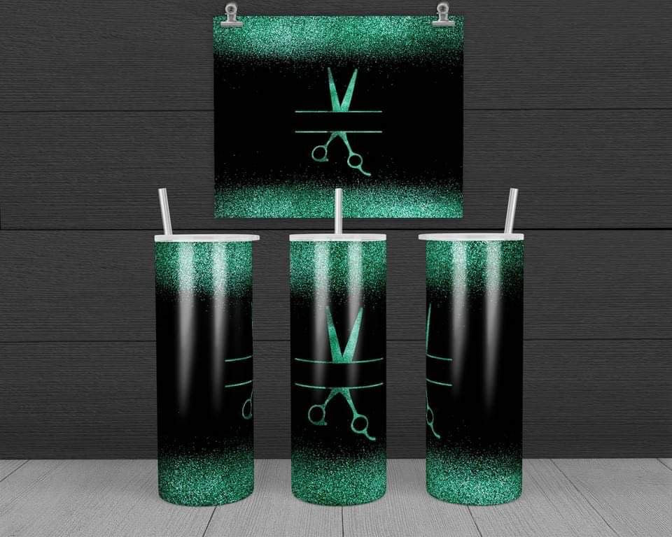 Hairdresser Scissors - 20 oz or 30oz Skinny Tumblers w/ Lid and Metal Straw