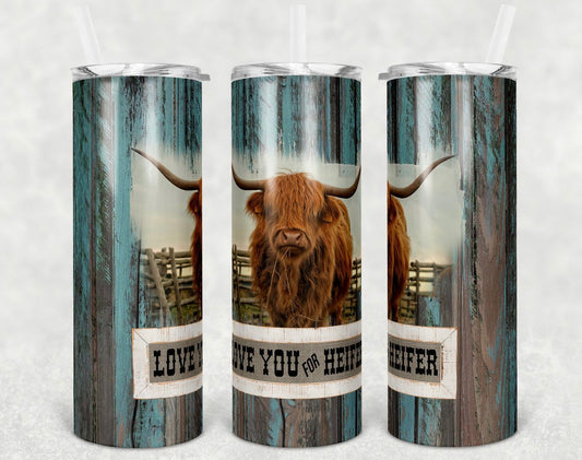 Love you Cow Animal - 20 oz or 30oz Skinny Tumblers w/ Lid and Metal Straw