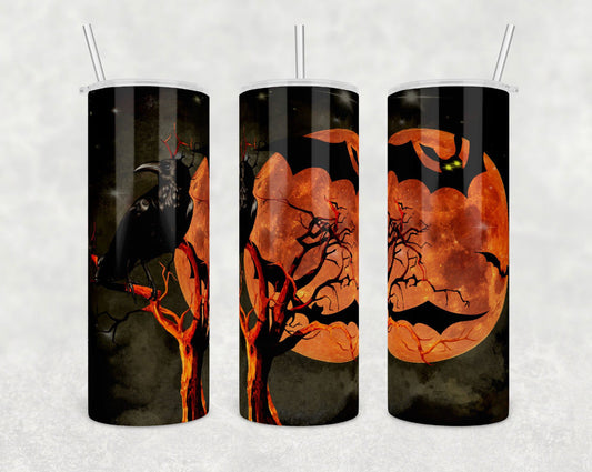 Bats & Moon- 20 oz or 30oz Skinny Tumblers w/ Lid and Metal Straw