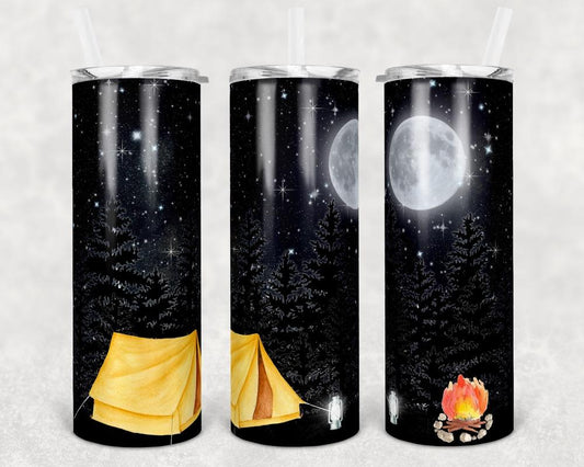 Tent Moonlight  - 20oz or 30oz Skinny Tumblers w/ Lid and Metal Straw