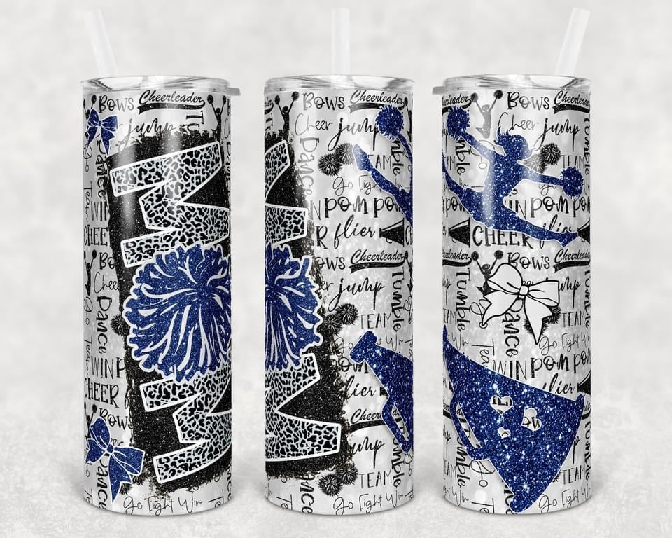Cheer Mom- 20 oz or 30oz Skinny Tumblers w/ Lid and Metal Straw