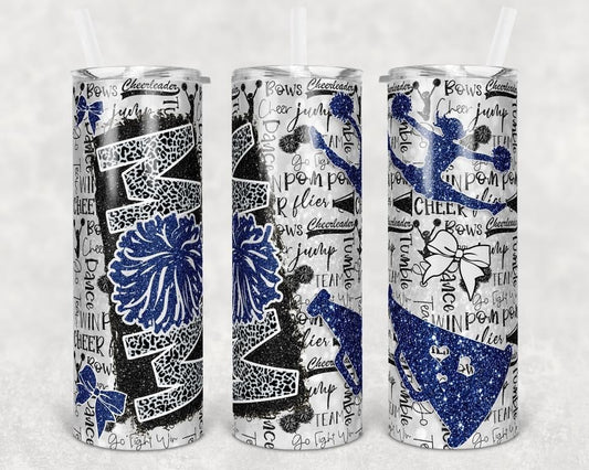 Cheer Mom- 20 oz or 30oz Skinny Tumblers w/ Lid and Metal Straw