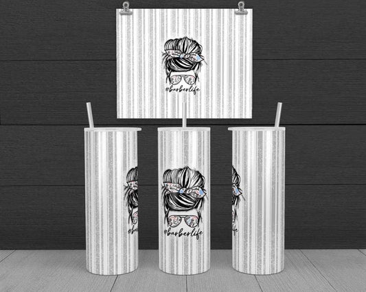 Barber Life - 20 oz or 30oz Skinny Tumblers w/ Lid and Metal Straw