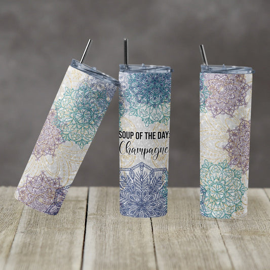 Soup of the Day Flowers - 20 oz or 30oz Skinny Tumblers w/ Lid and Metal Straw