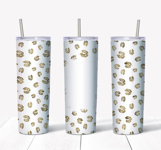 Olive Green Kisses w/ Picture- 20oz or 30oz Skinny Tumblers w/ Lid and Metal Straw