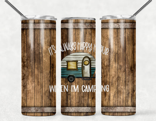 Camping- 20oz or 30oz Skinny Tumblers w/ Lid and Metal Straw