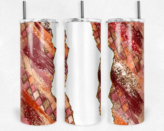 Orange Red & Gold Stripes  - 20oz or 30oz Skinny Tumblers w/ Lid and Metal Straw