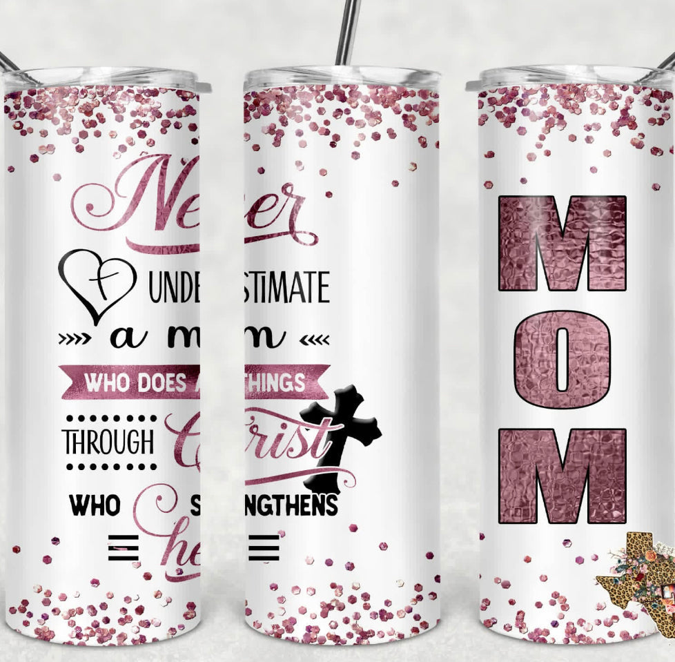Mom - 20oz or 30oz Skinny Tumblers w/ Lid and Metal Straw