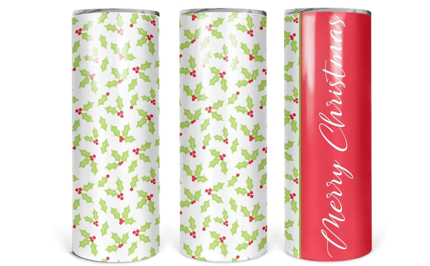 Mistletoe Merry Xmas- 20 oz or 30oz Skinny Tumblers w/ Lid and Metal Straw