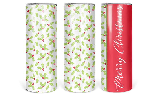 Mistletoe Merry Xmas- 20 oz or 30oz Skinny Tumblers w/ Lid and Metal Straw