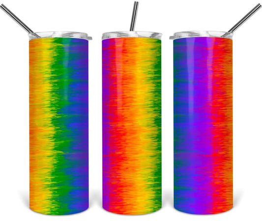 Rainbow Colors 20oz or 30oz Skinny Tumblers w/ Lid and Metal Straw
