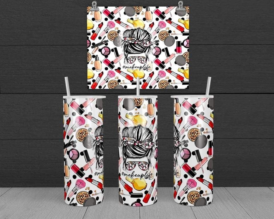 Makeup Life - 20 oz or 30oz Skinny Tumblers w/ Lid and Metal Straw