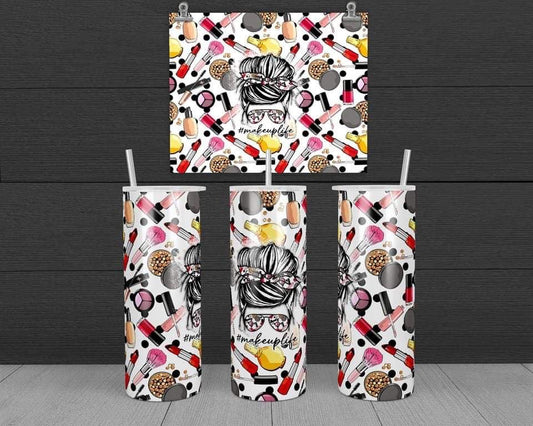 Makeup Life - 20 oz or 30oz Skinny Tumblers w/ Lid and Metal Straw