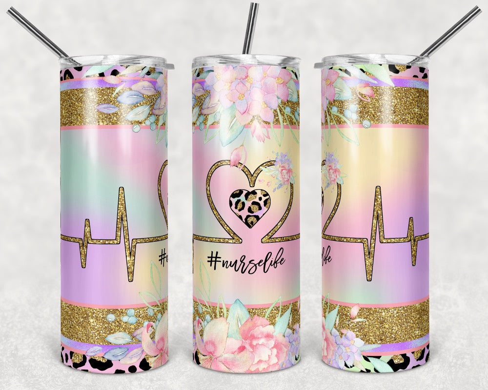 Tie Dye Nurse Life - 20oz or 30oz Skinny Tumblers w/ Lid and Metal Straw