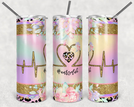 Tie Dye Nurse Life - 20oz or 30oz Skinny Tumblers w/ Lid and Metal Straw