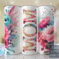 Mom Hot Pink Floral Full Wrap -20oz or 30oz Skinny Tumblers w/ Lid and Metal Straw